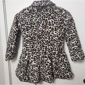Juicy Couture Girls Animal Print Ruffle Peplum Gold Hardware‎ Pink Faux Fur Sz 6